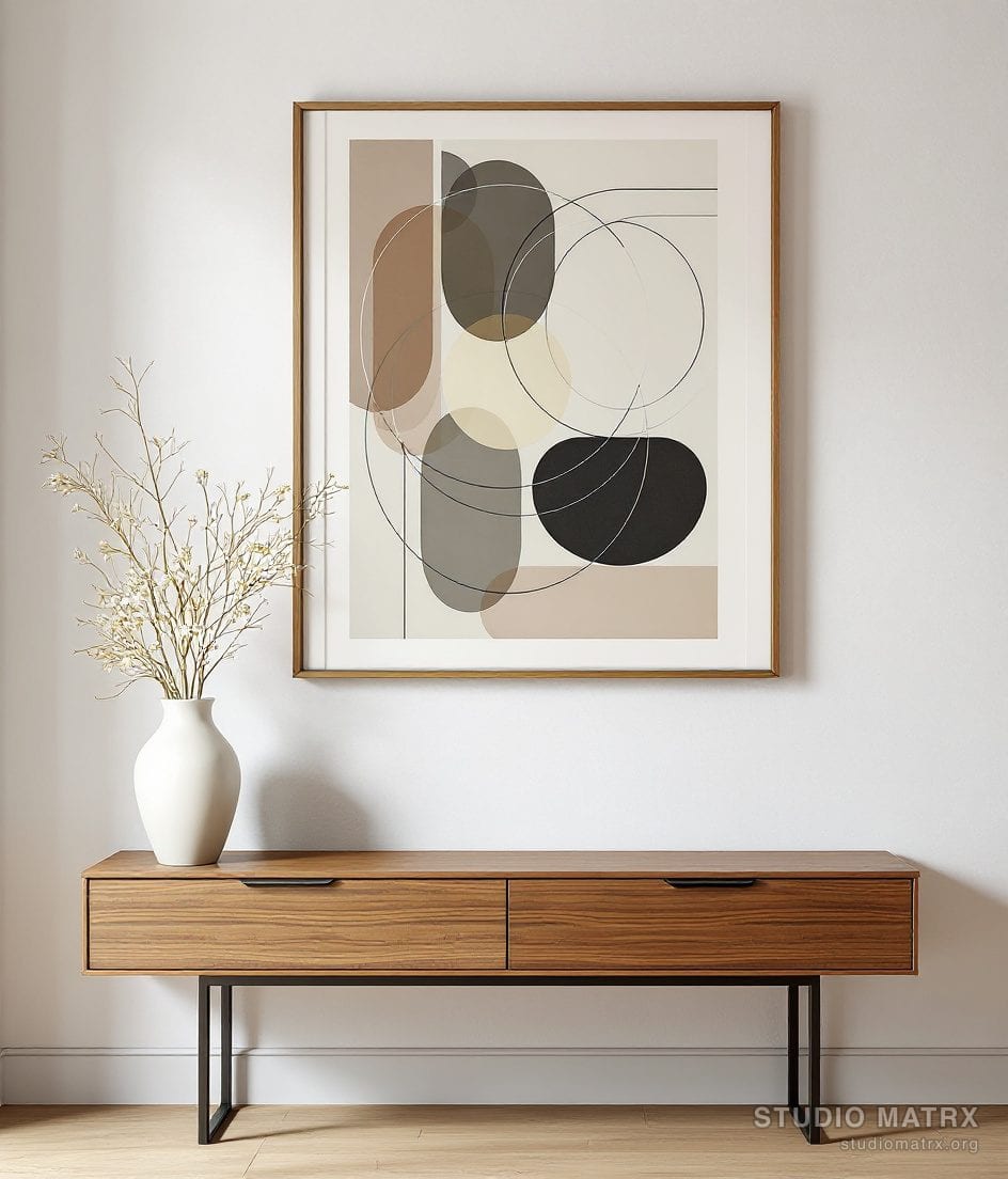Bauhaus Line Geometry — Warm White Wall