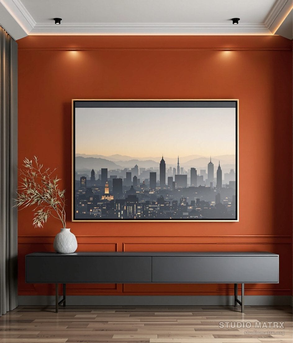 Contemporary City Skyline — Terracotta Wall