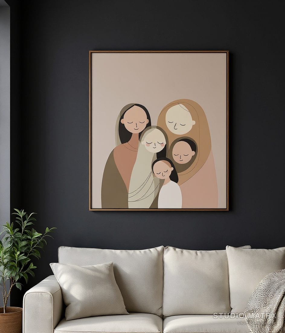Contemporary Family Figures — Charcoal Wall