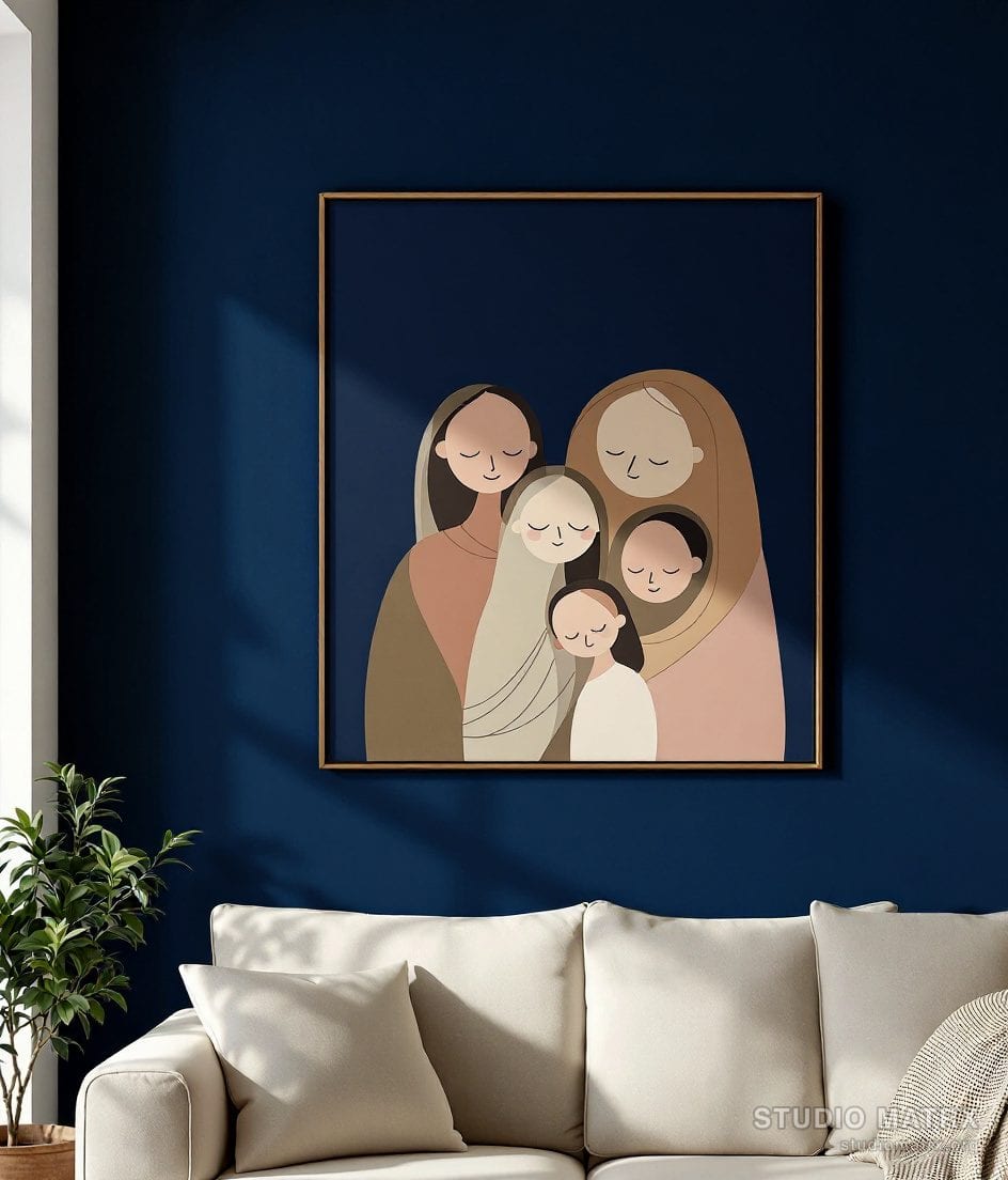 Contemporary Family Figures — Navy Wall
