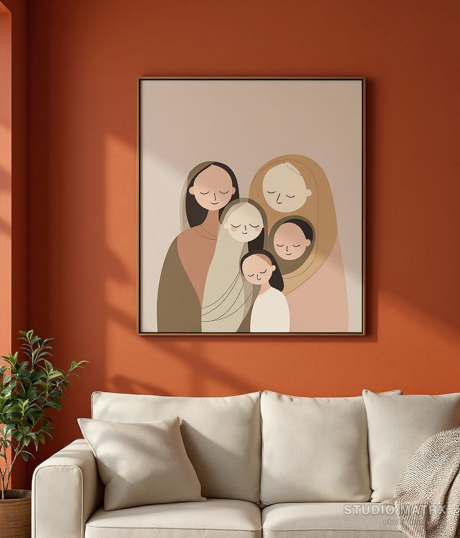 Contemporary Family Figures — Terracotta Wall