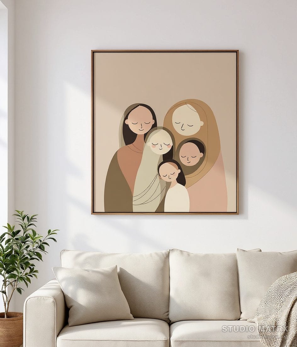 Contemporary Family Figures — Warm White Wall