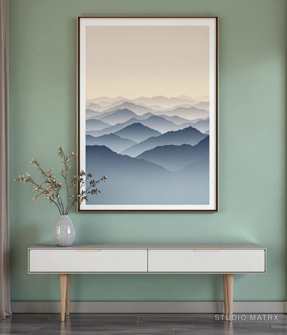 Contemporary Mountain Landscape — Sage Wall