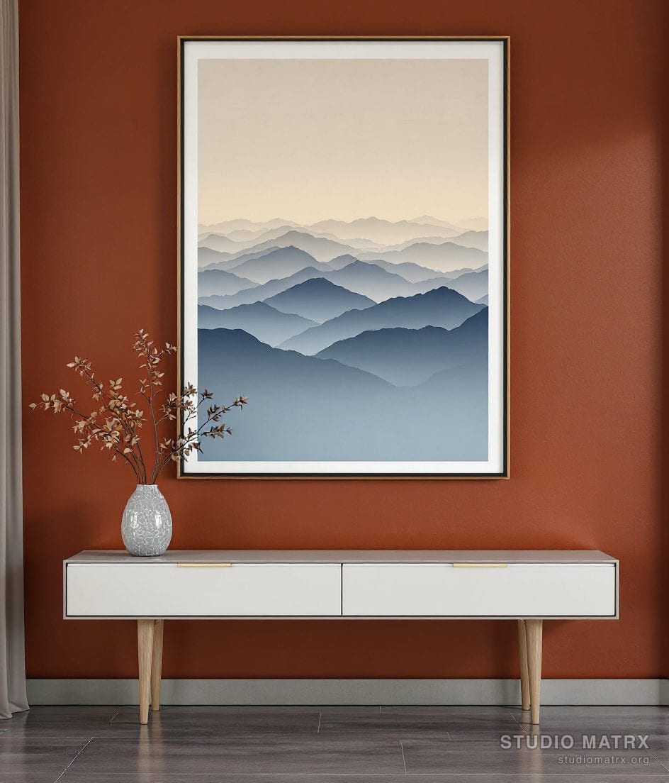 Contemporary Mountain Landscape — Terracotta Wall