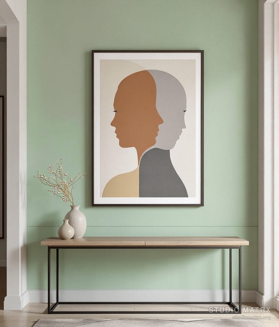 Contemporary Profile Faces — Sage Wall