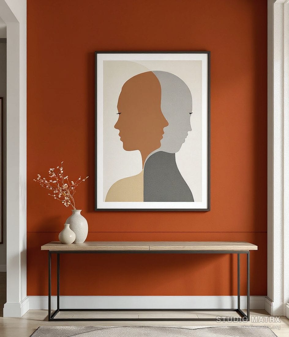 Contemporary Profile Faces — Terracotta Wall