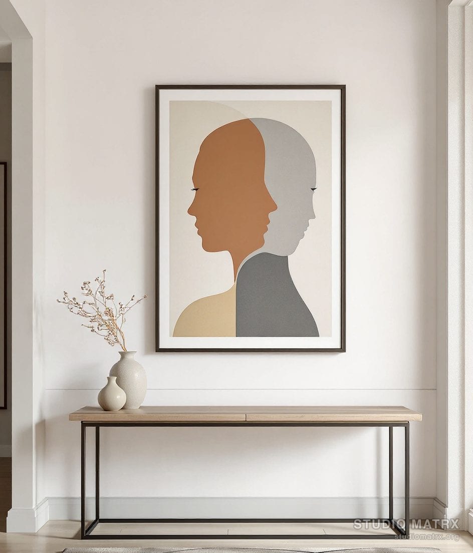 Contemporary Profile Faces — Warm White Wall