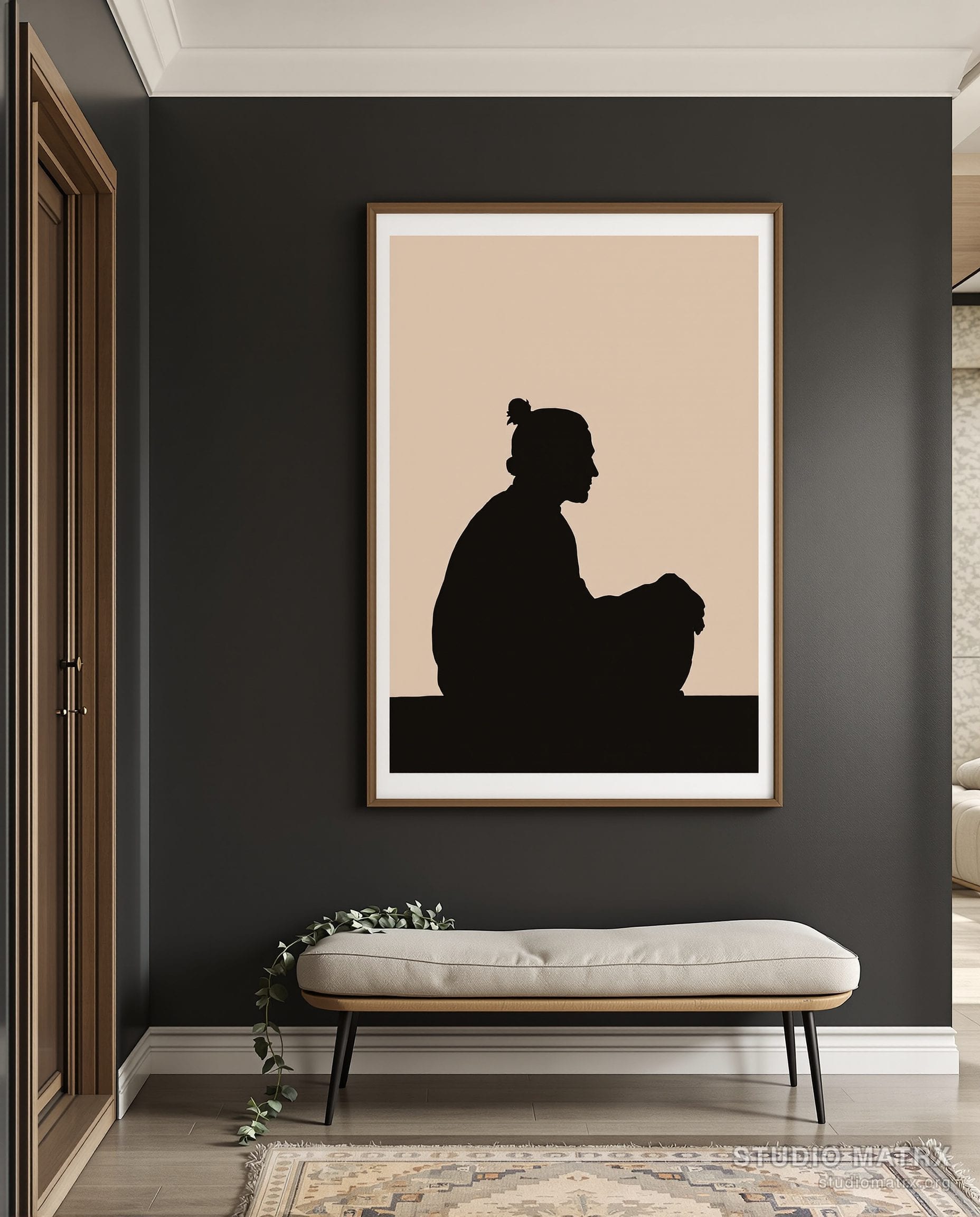 Modern Silhouette Figure — Charcoal Wall