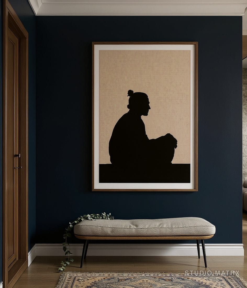 Modern Silhouette Figure — Navy Wall