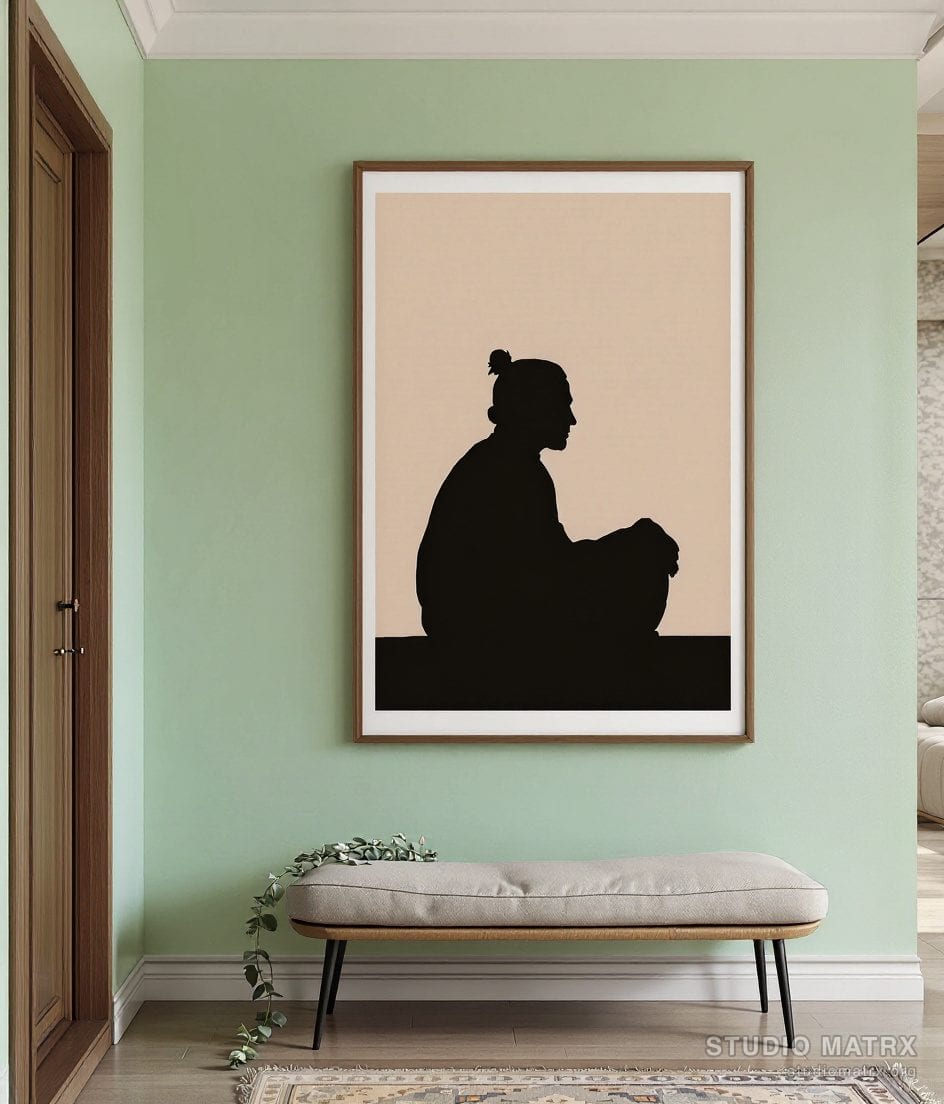 Modern Silhouette Figure — Sage Wall