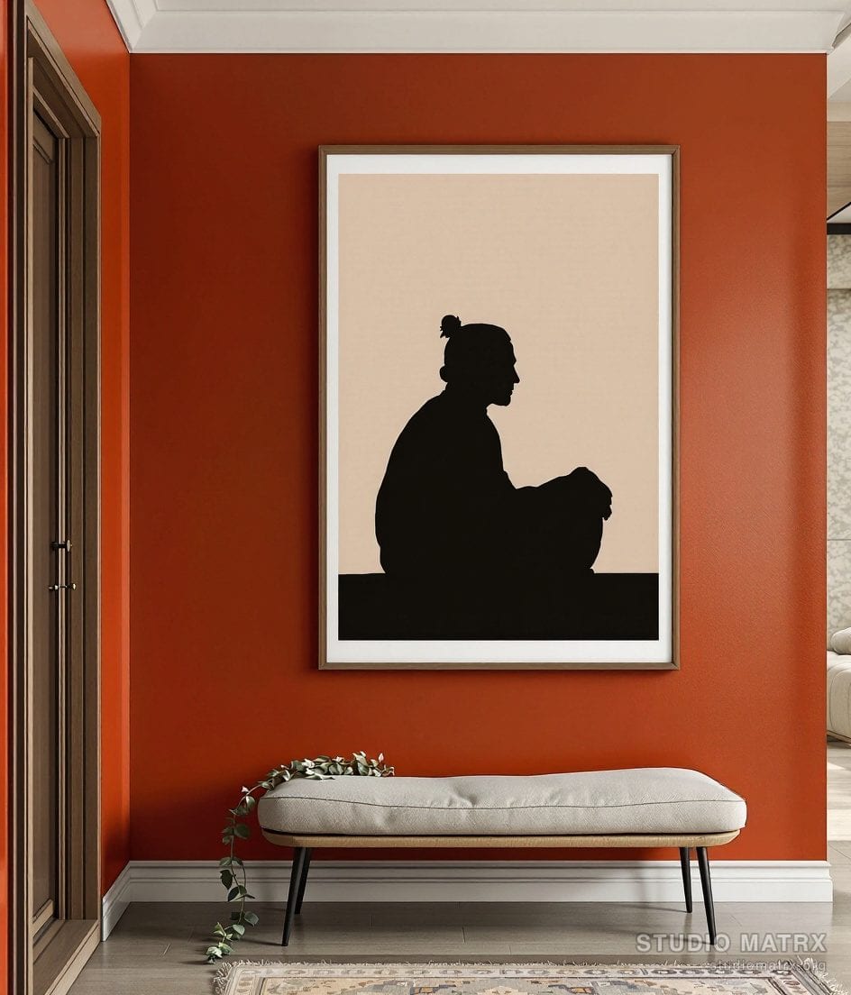 Modern Silhouette Figure — Terracotta Wall