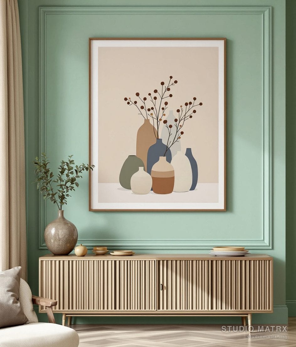 Contemporary Still Life Vases — Sage Wall
