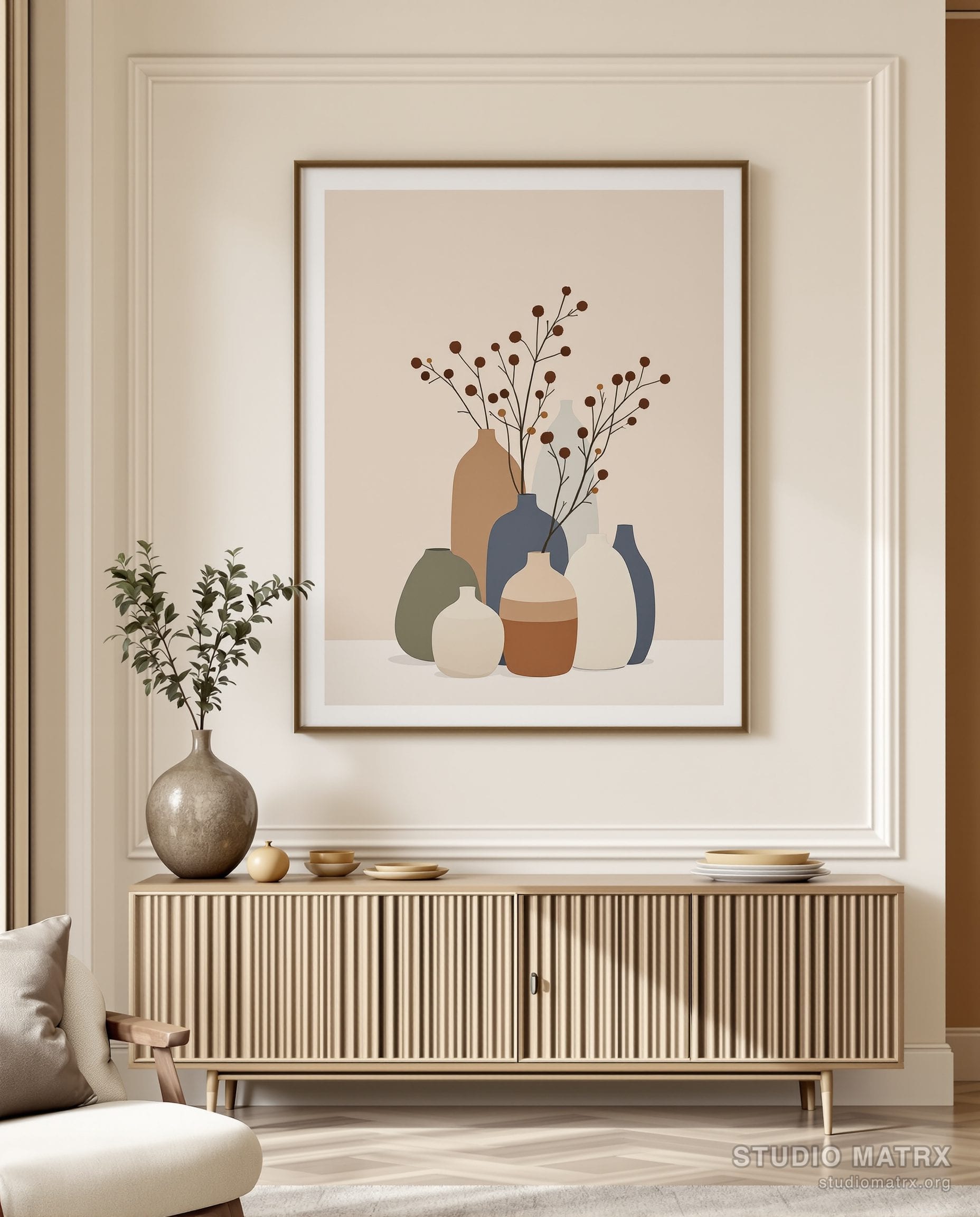 Contemporary Still Life Vases — Warm White Wall