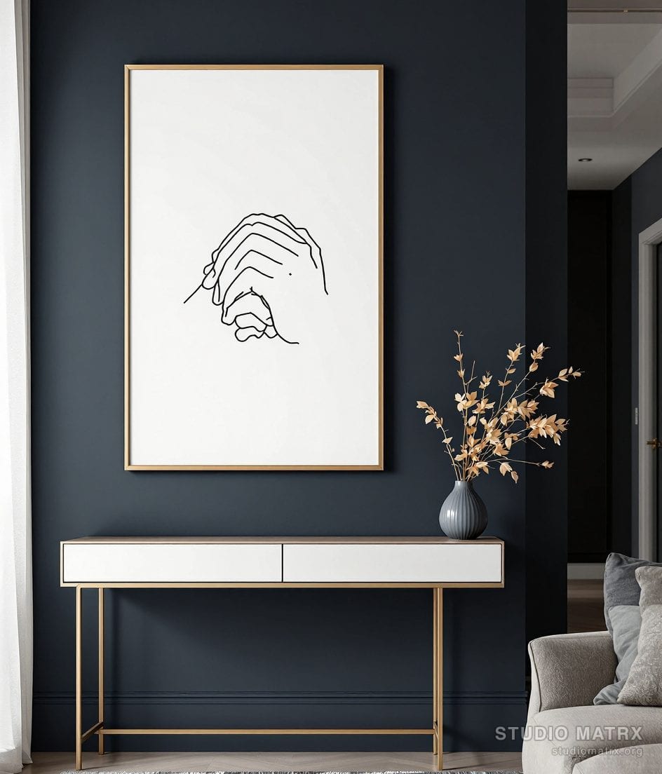 Continuous Line Hands — Charcoal Wall