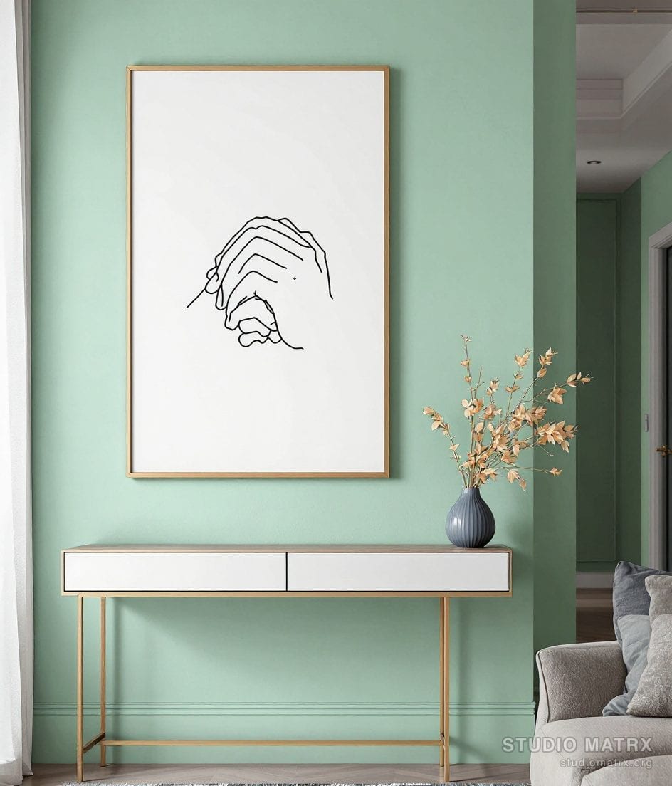 Continuous Line Hands — Sage Wall