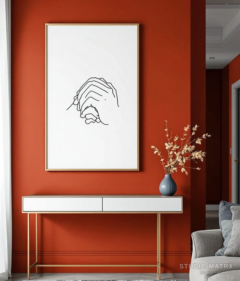 Continuous Line Hands — Terracotta Wall