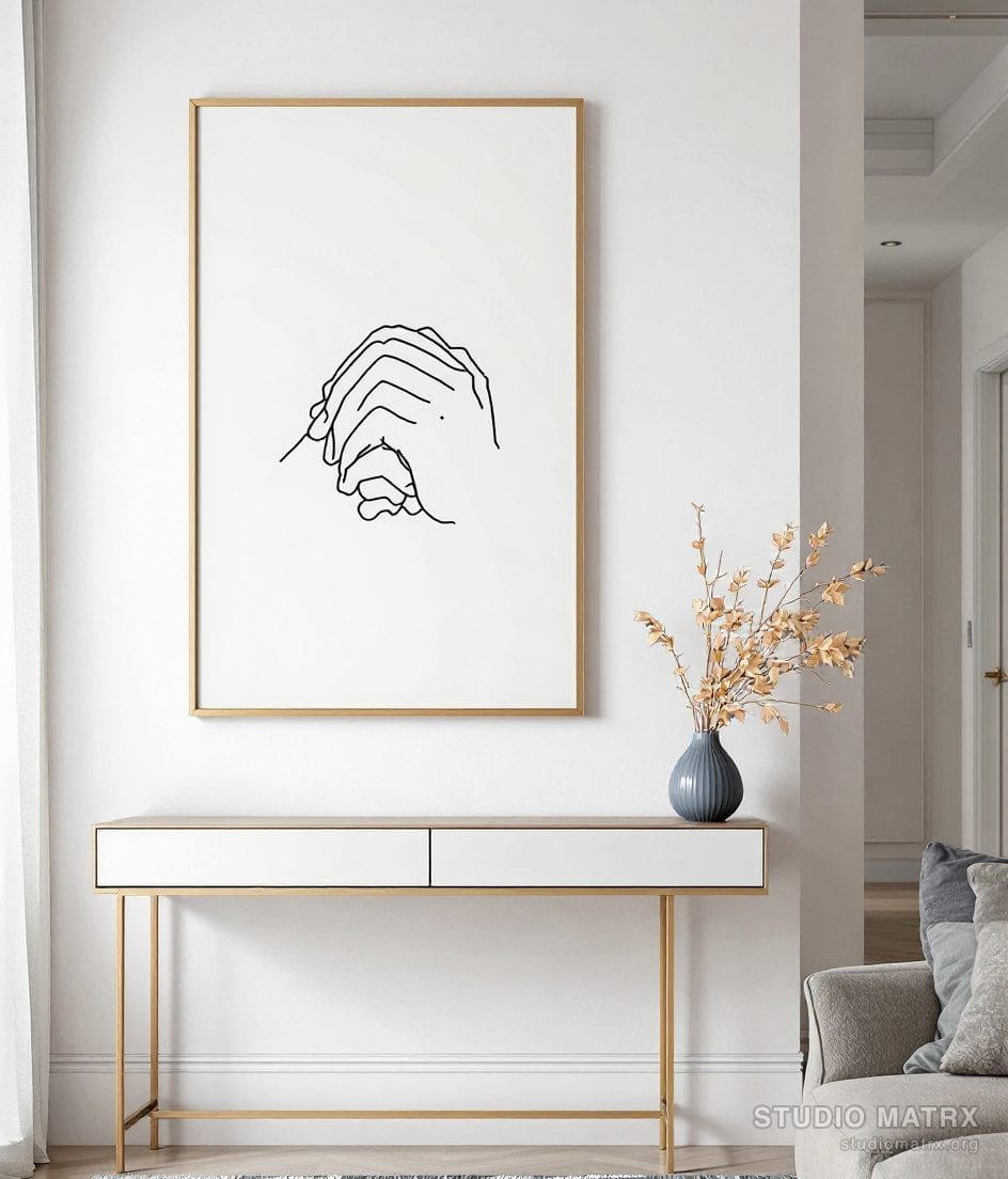 Continuous Line Hands — Warm White Wall