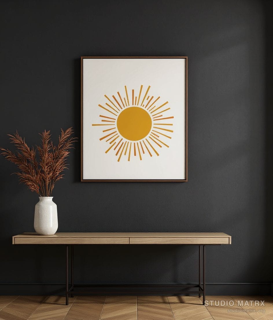 Graphic Pop Sun — Charcoal Wall