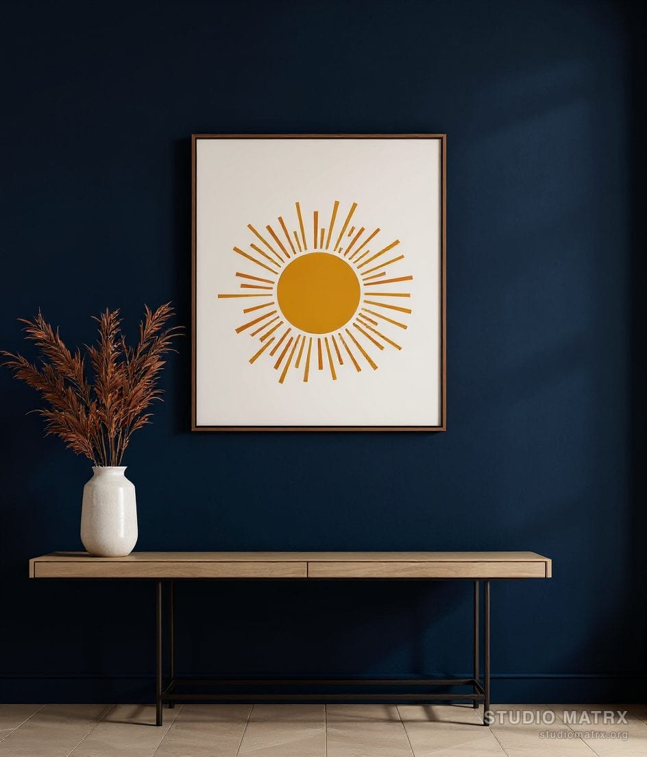 Graphic Pop Sun — Navy Wall
