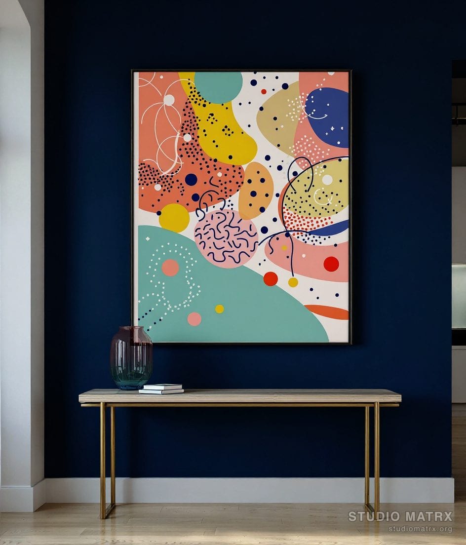 Memphis Pattern Pop — Navy Wall