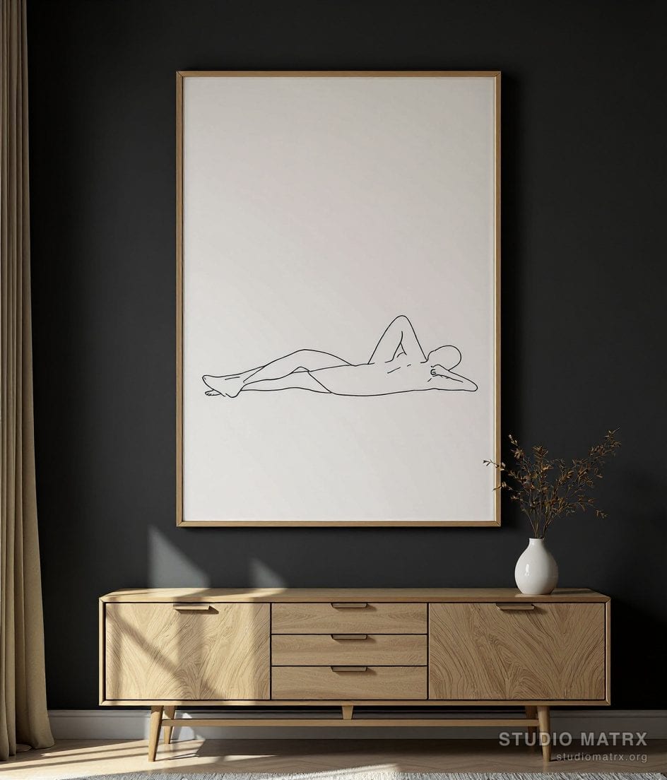 Minimalist Line Body — Charcoal Wall