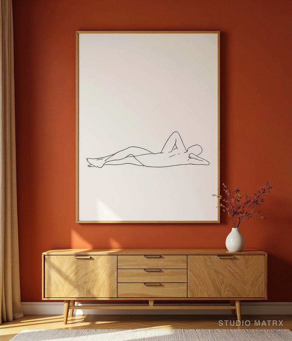 Minimalist Line Body — Terracotta Wall