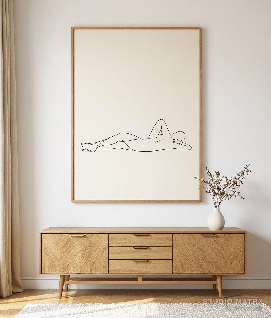 Minimalist Line Body — Warm White Wall