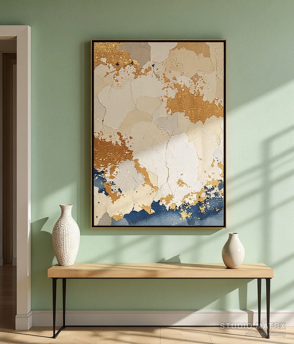 Mixed Media Textured Collage — Sage Wall