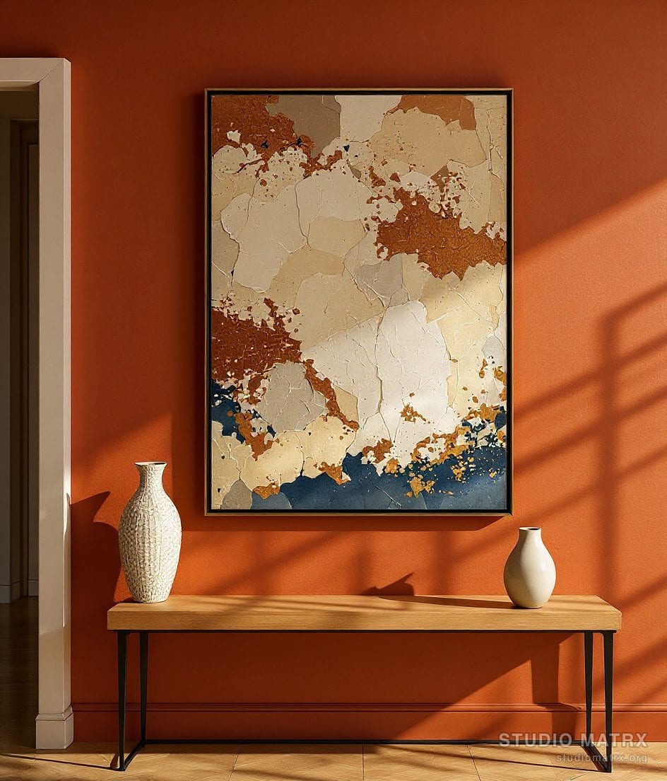 Mixed Media Textured Collage — Terracotta Wall
