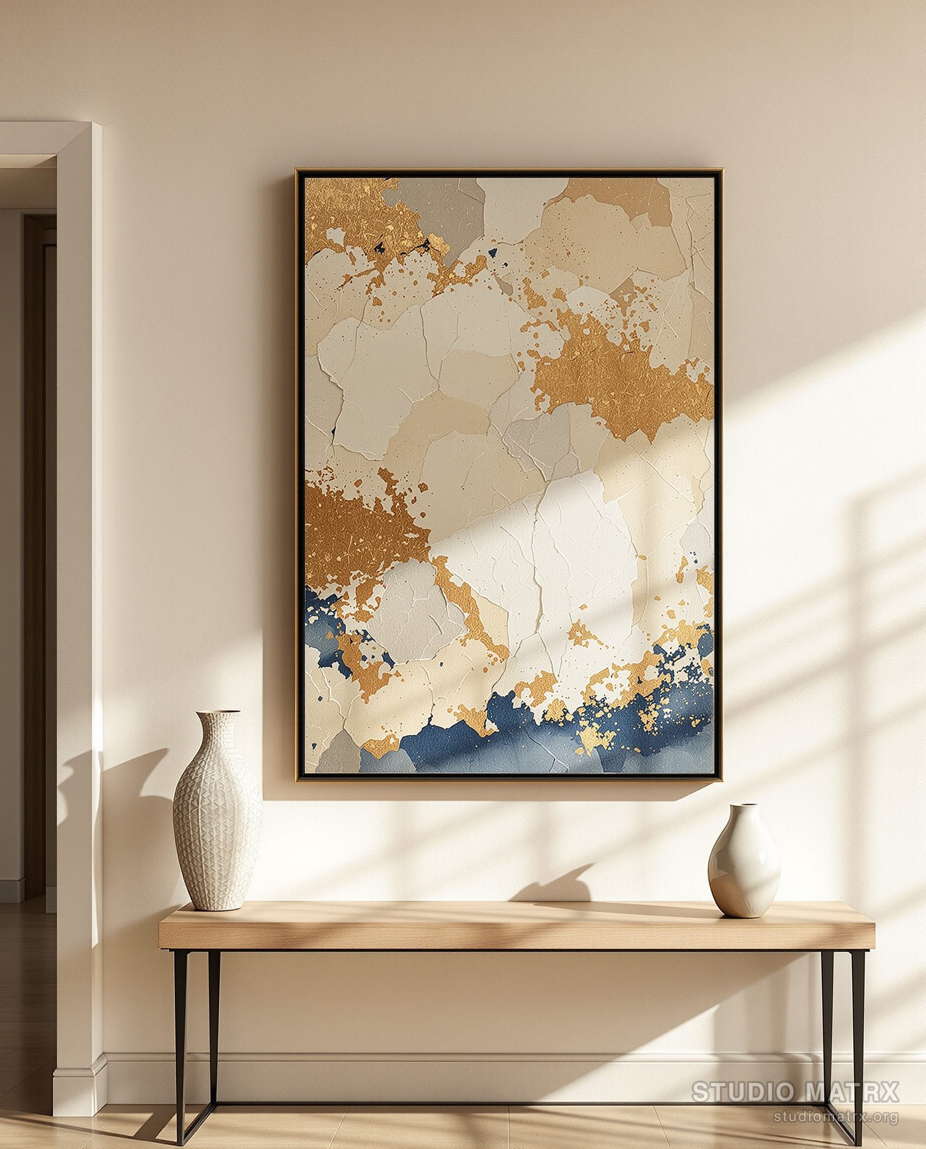 Mixed Media Textured Collage — Warm White Wall