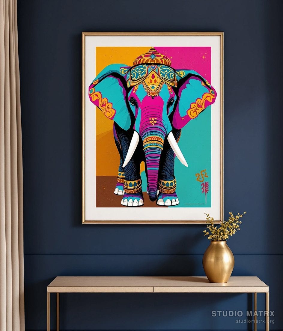Pop Art Elephant — Charcoal Wall