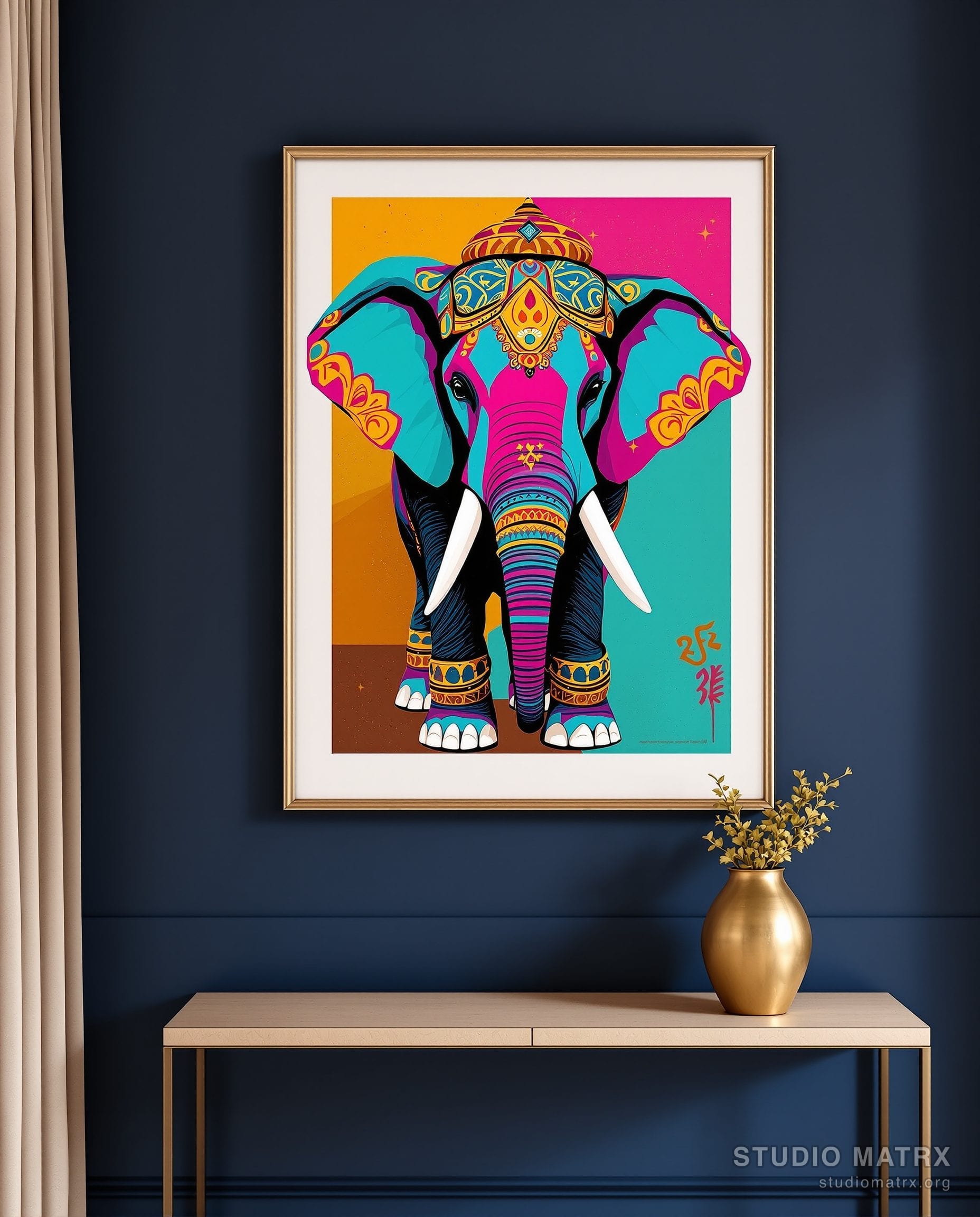 Pop Art Elephant — Navy Wall