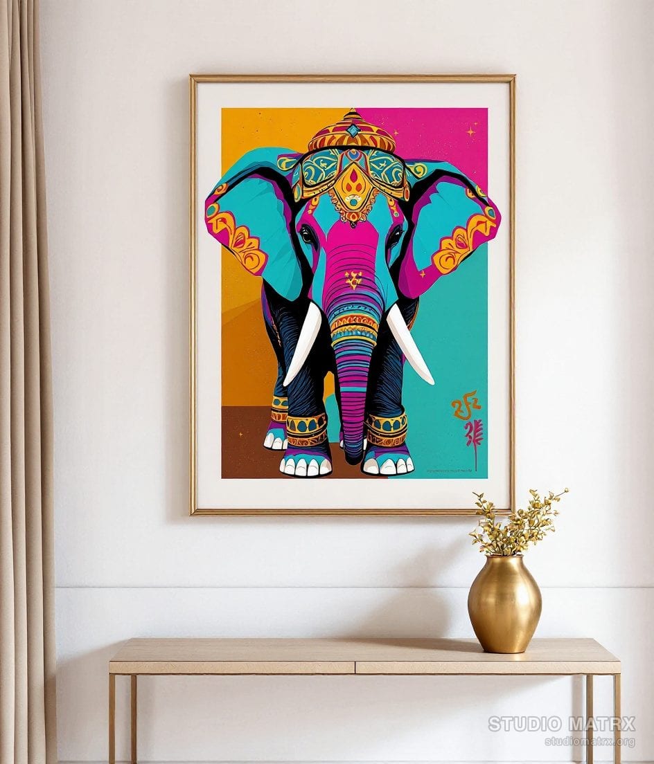 Pop Art Elephant — Warm White Wall