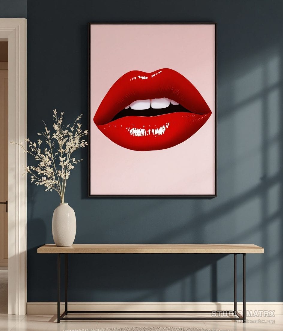 Pop Art Lips Graphic — Charcoal Wall