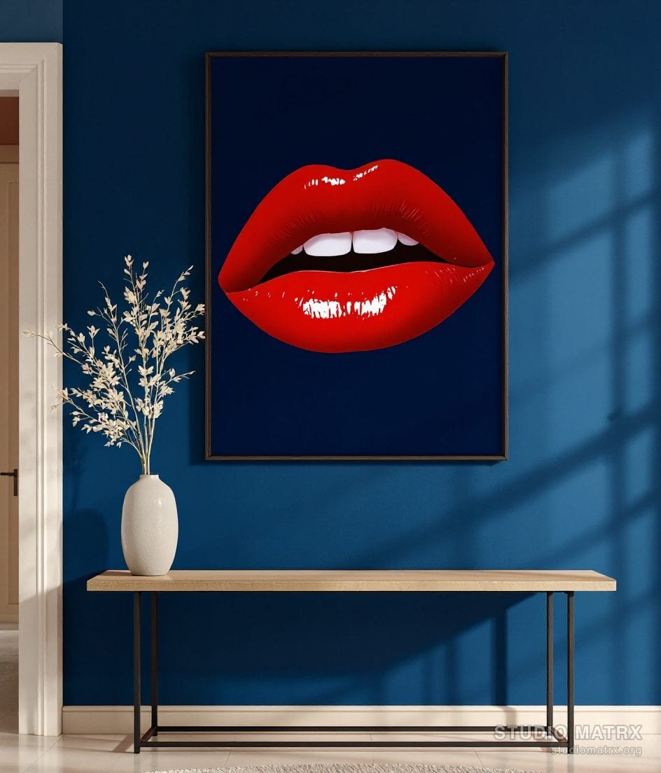 Pop Art Lips Graphic — Navy Wall