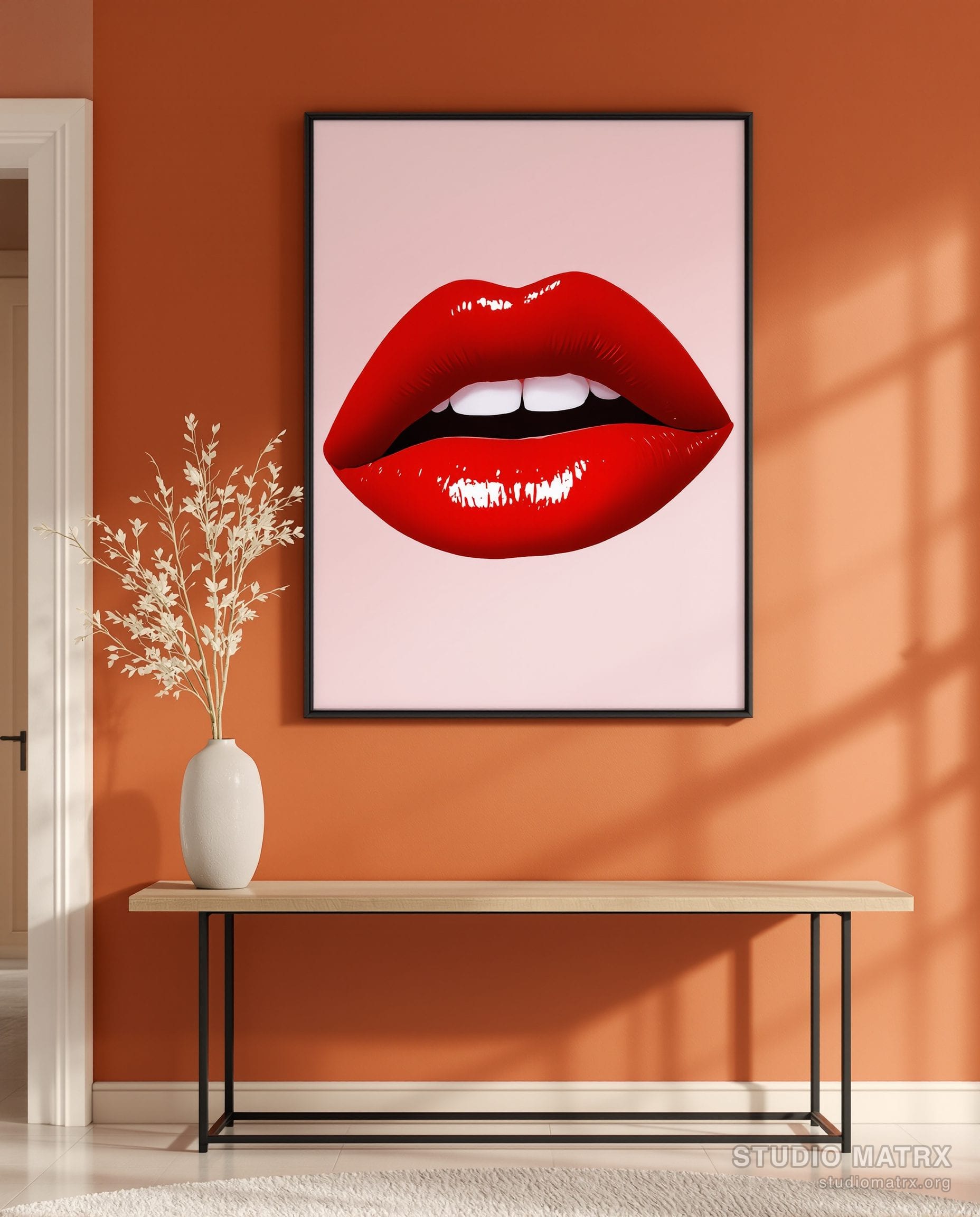 Pop Art Lips Graphic — Terracotta Wall