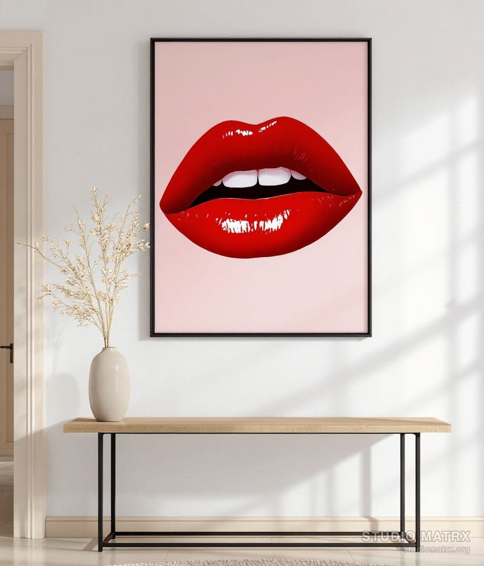 Pop Art Lips Graphic — Warm White Wall