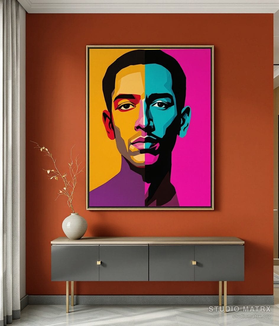 Pop Art Portrait — Terracotta Wall