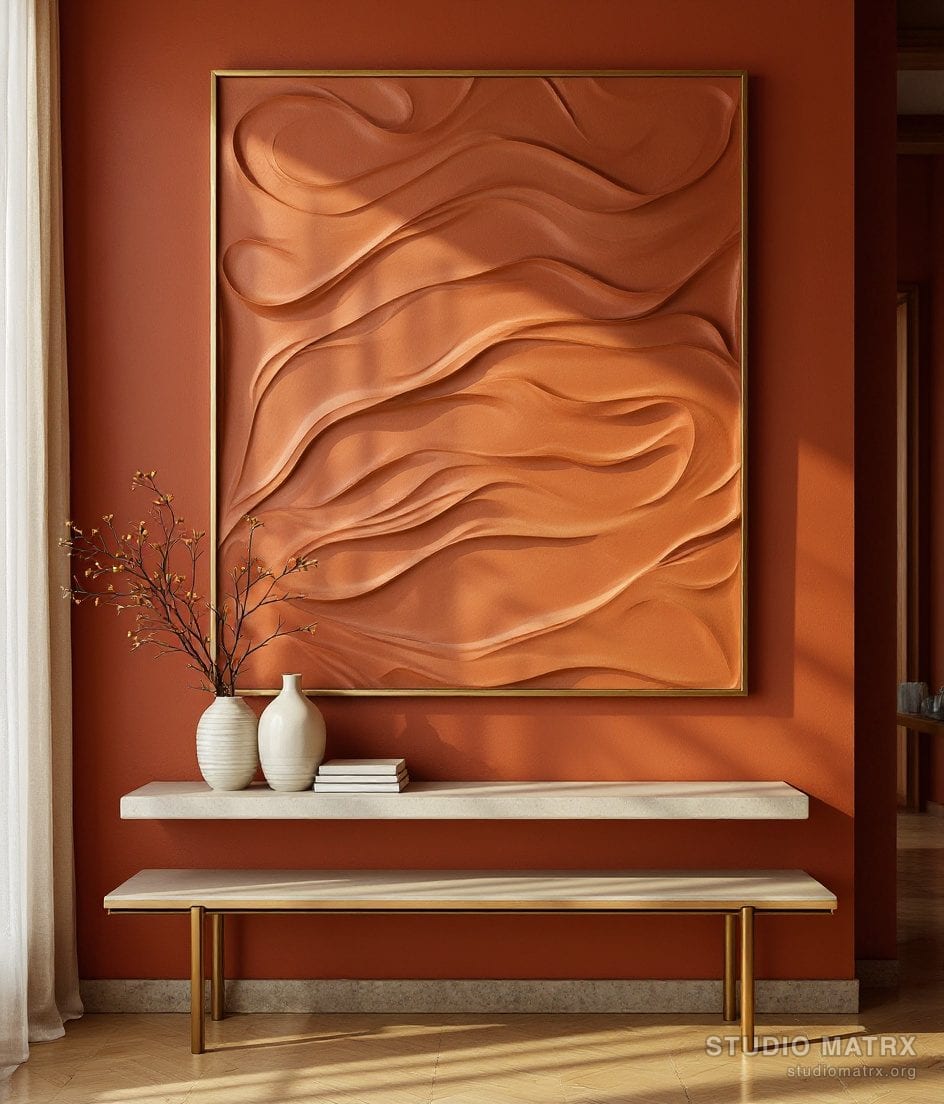 Sculptural Relief Panel — Terracotta Wall