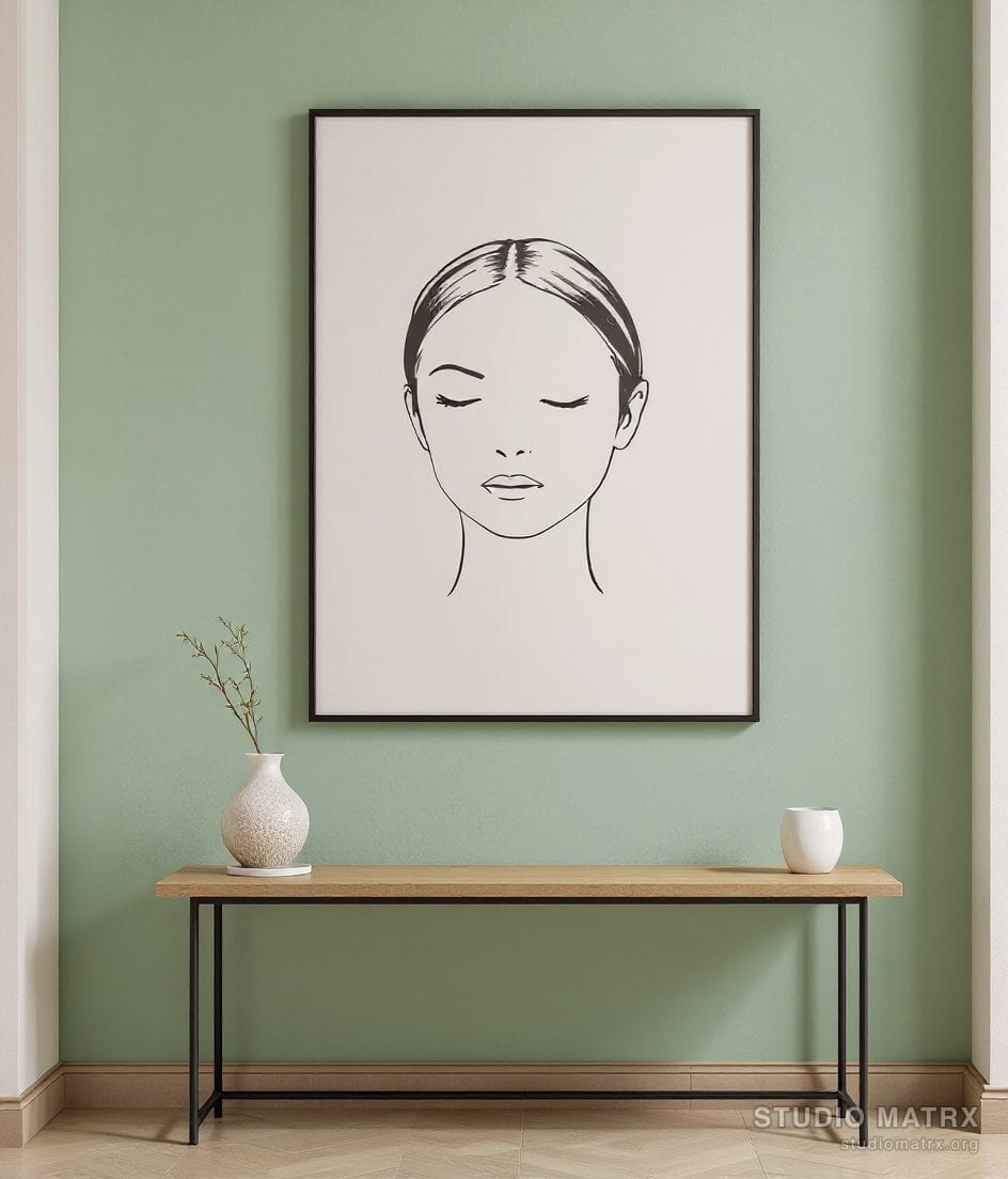 Single Line Face Art — Sage Wall