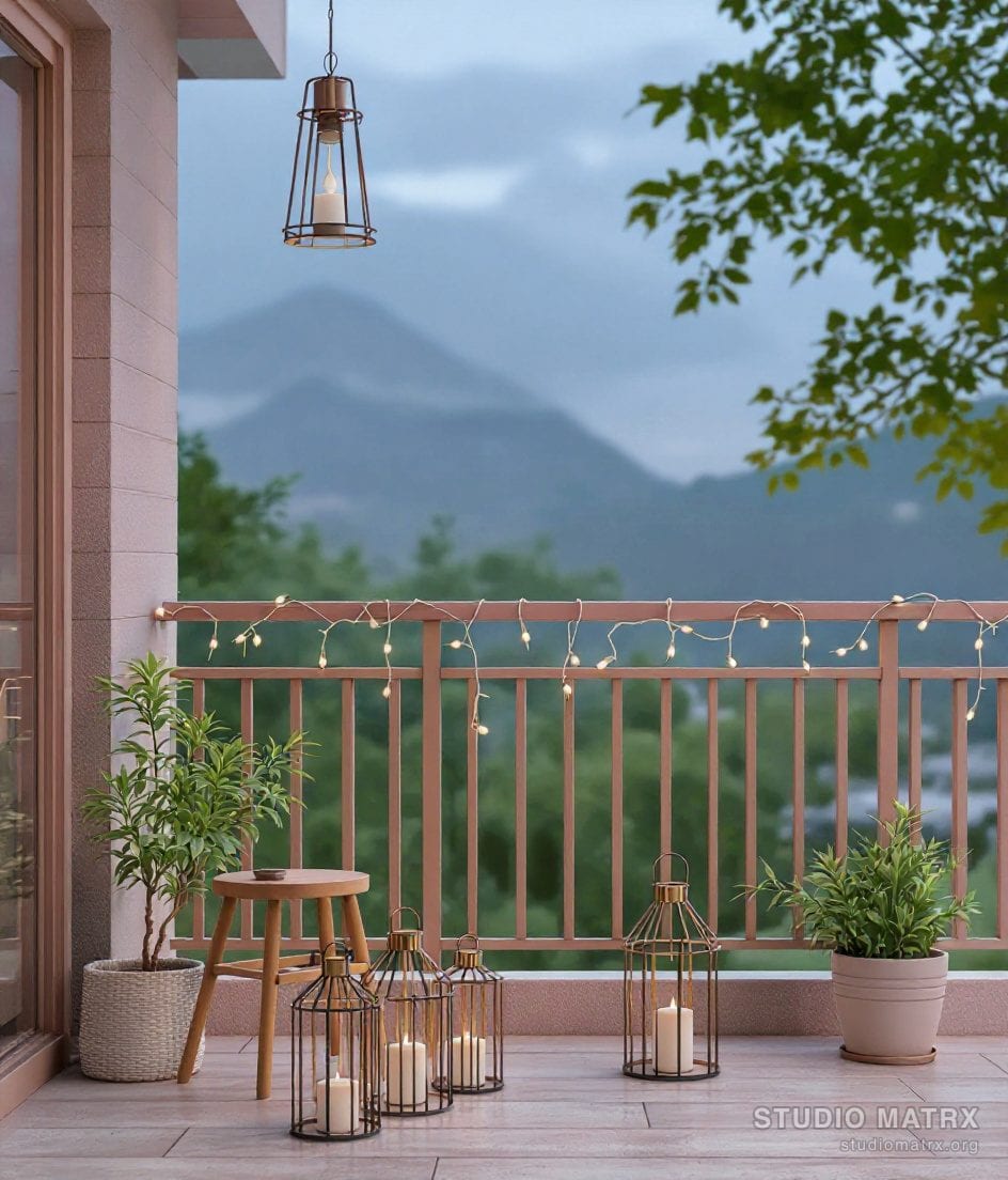 Balcony Lantern Lighting Decor — Blush & Sage