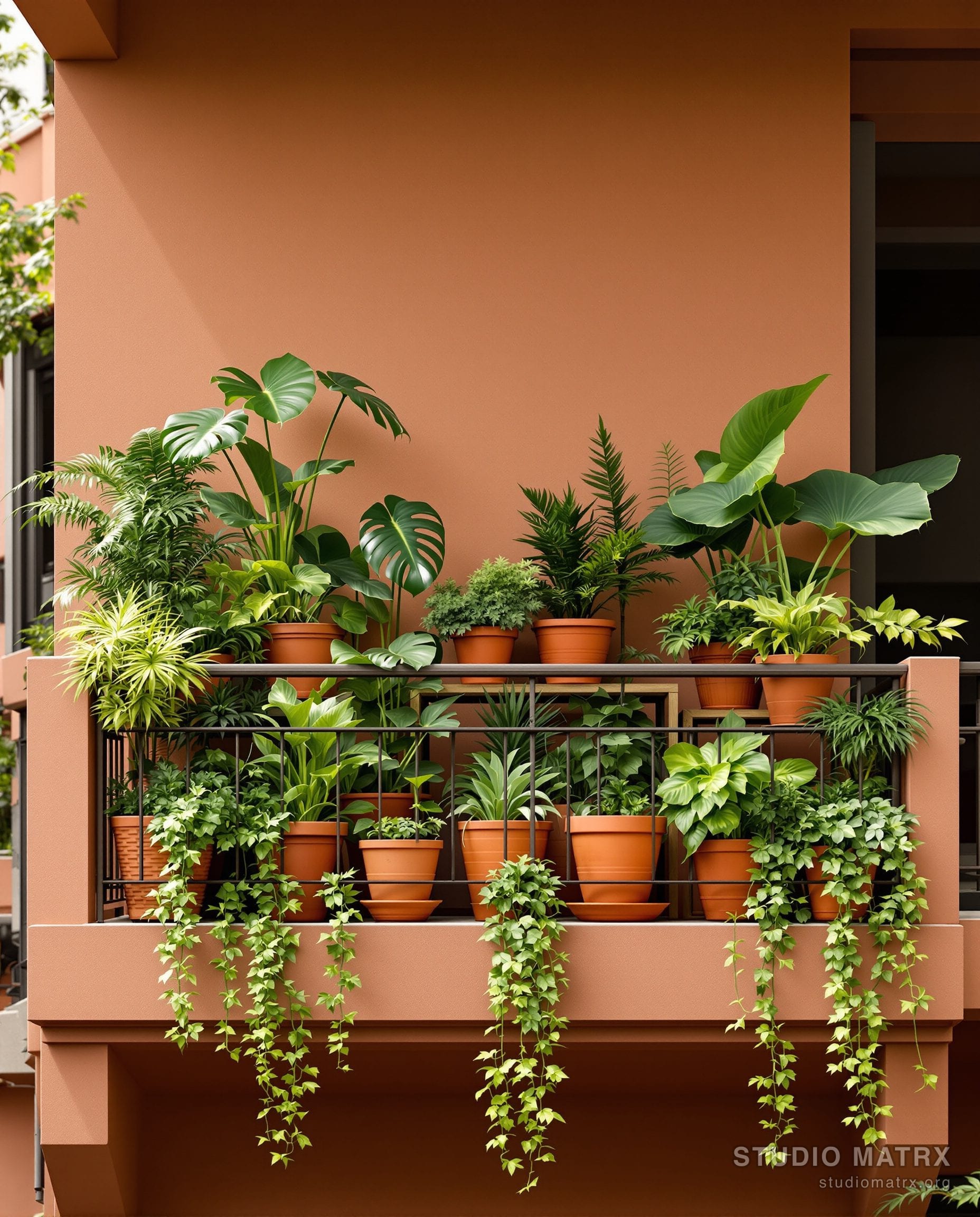 Balcony Layered Planter Garden — Terracotta & Olive