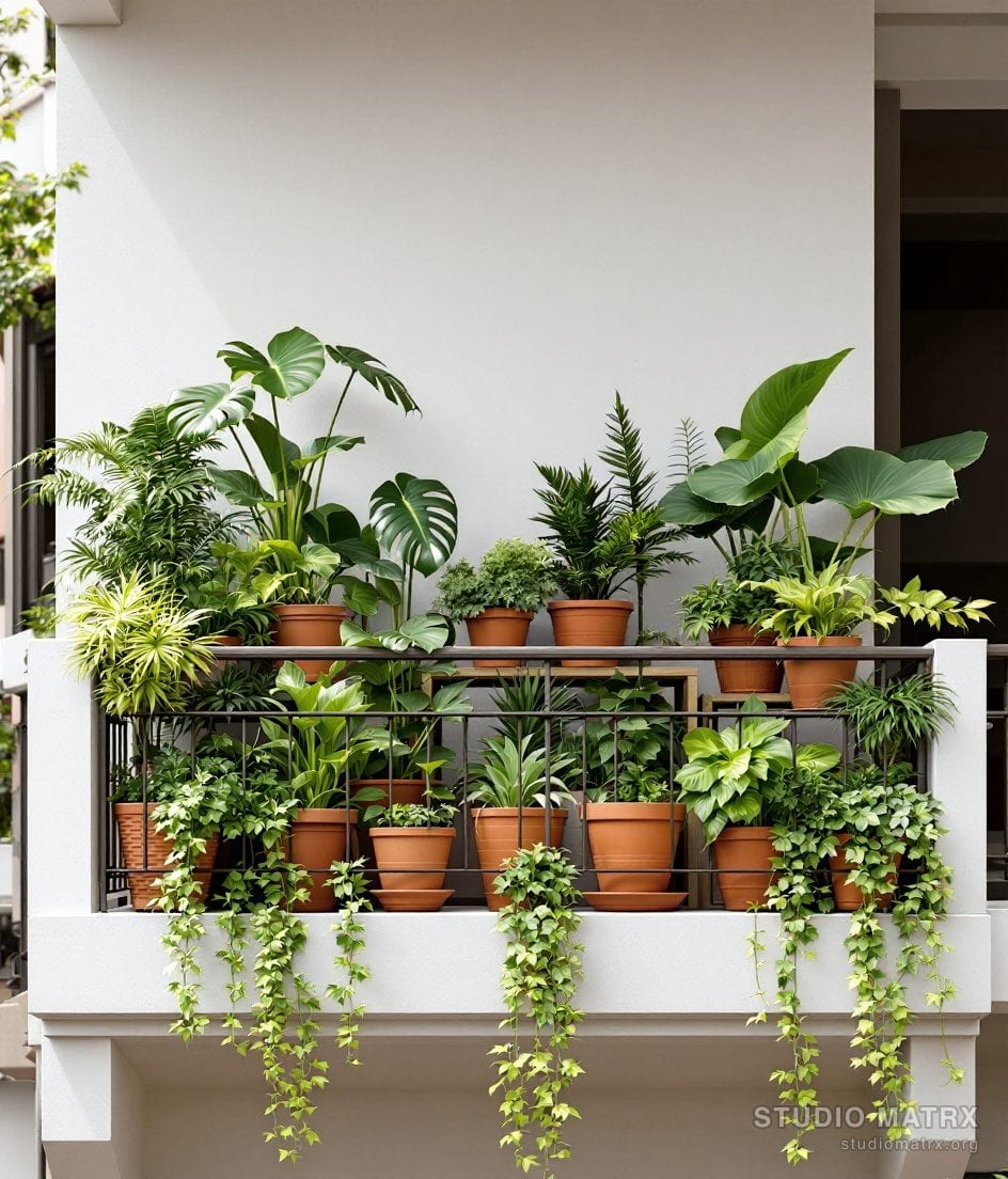 Balcony Layered Planter Garden — Warm Neutral