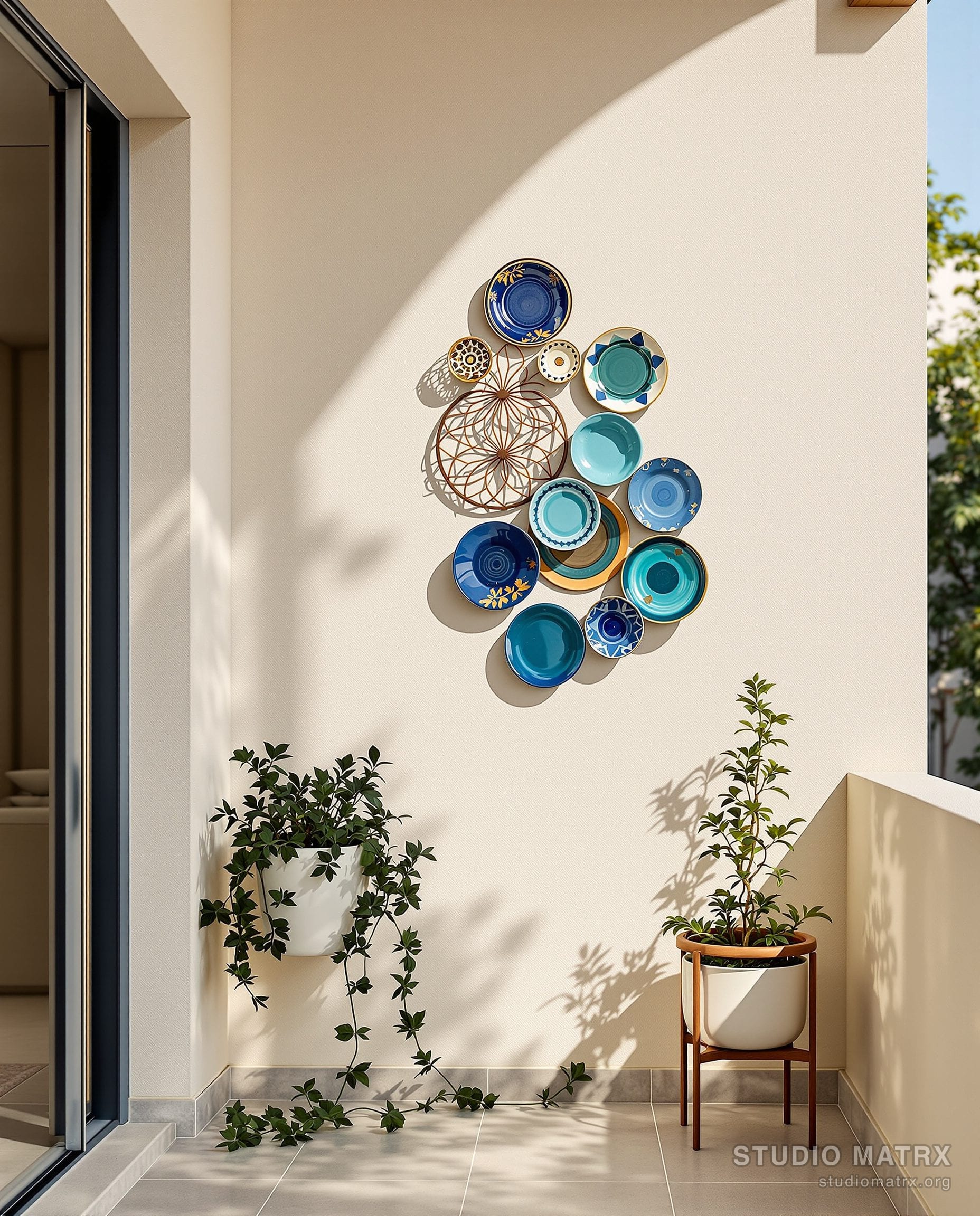 Balcony Outdoor Wall Art — Blue & Ivory