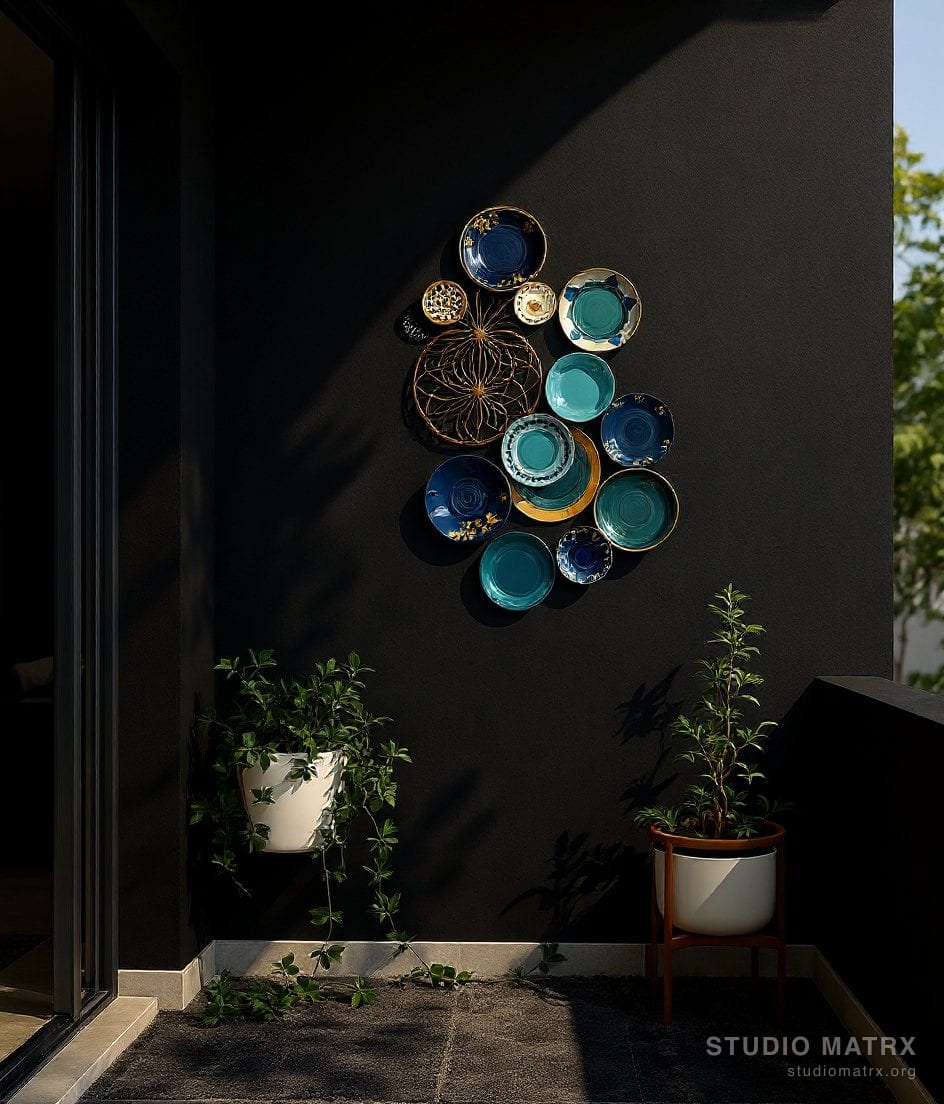 Balcony Outdoor Wall Art — Charcoal & Gold