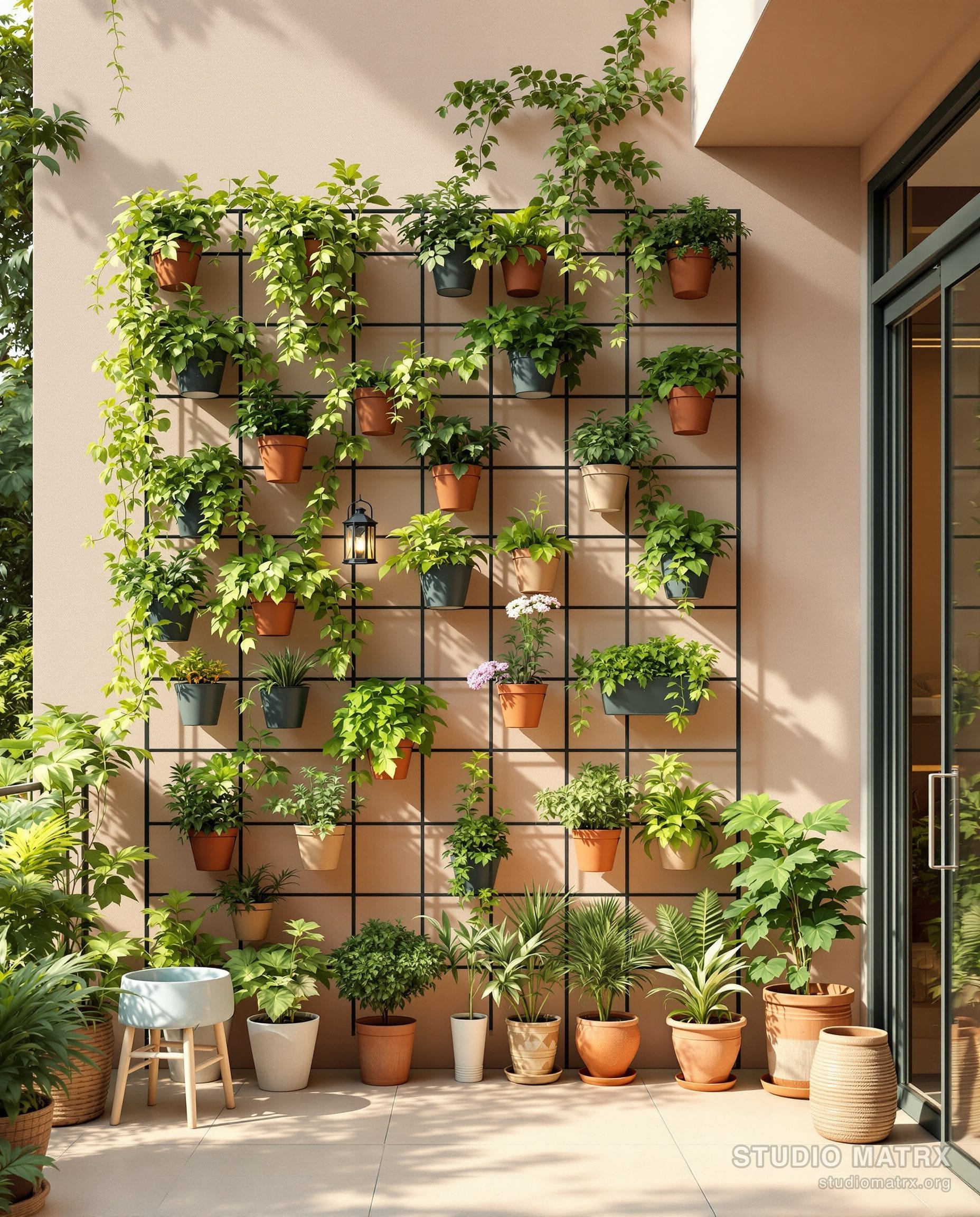 Balcony Vertical Green Wall — Blush & Sage