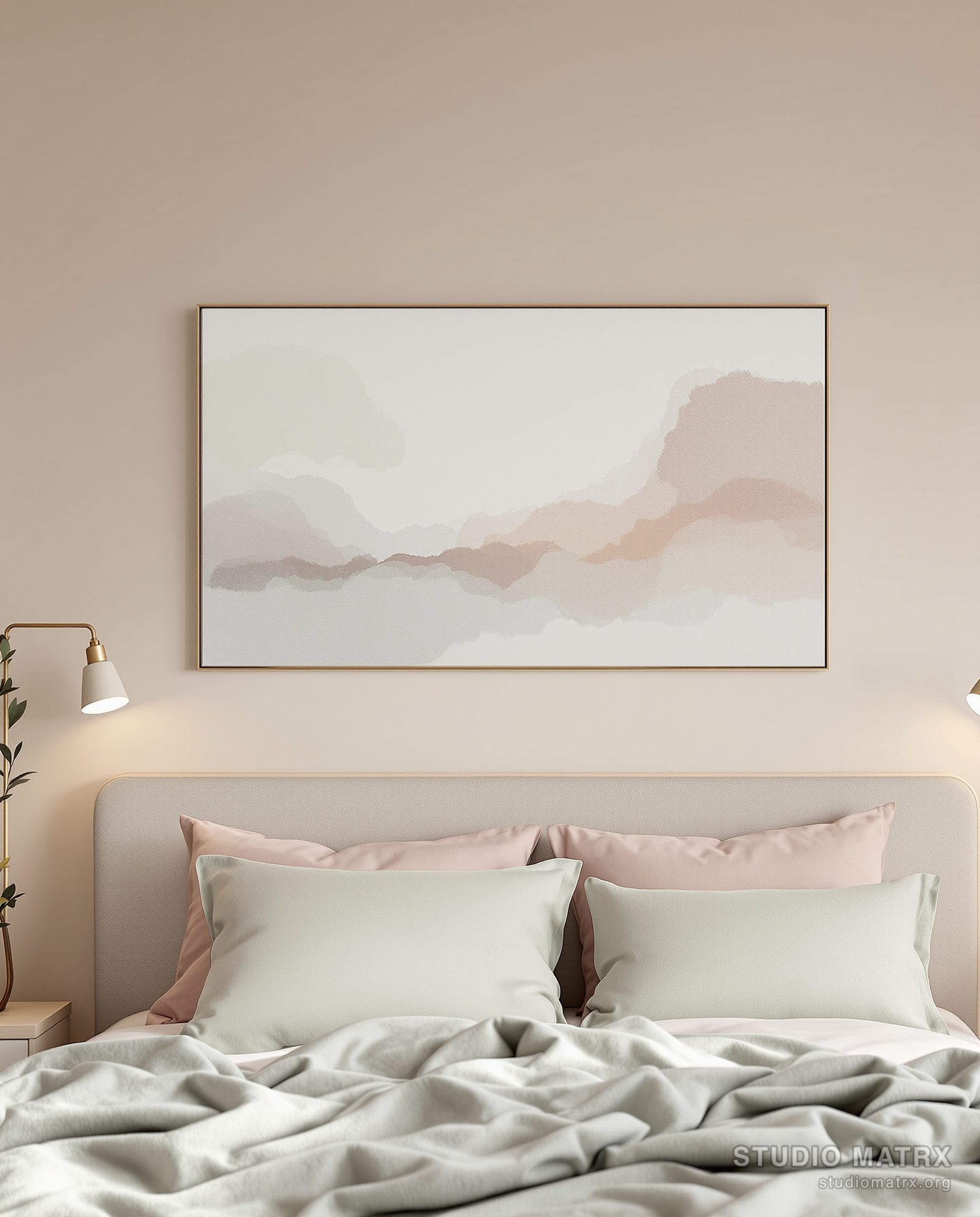 Statement Art Above The Bed — Blush & Sage