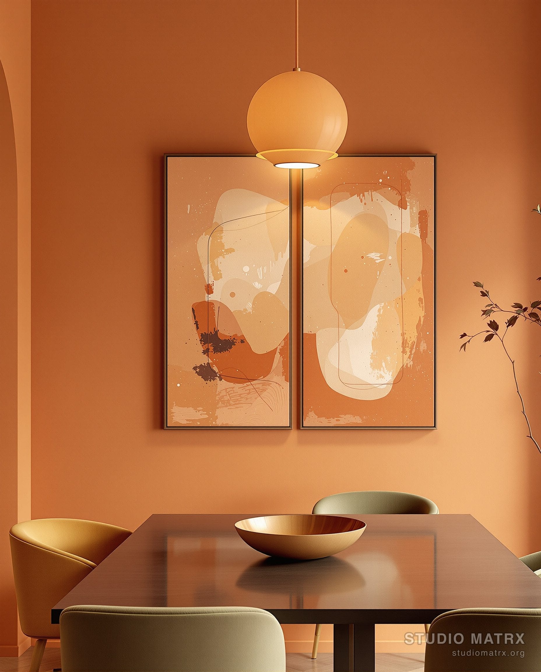 Dining Room Feature Artwork Wall — Terracotta & Olive