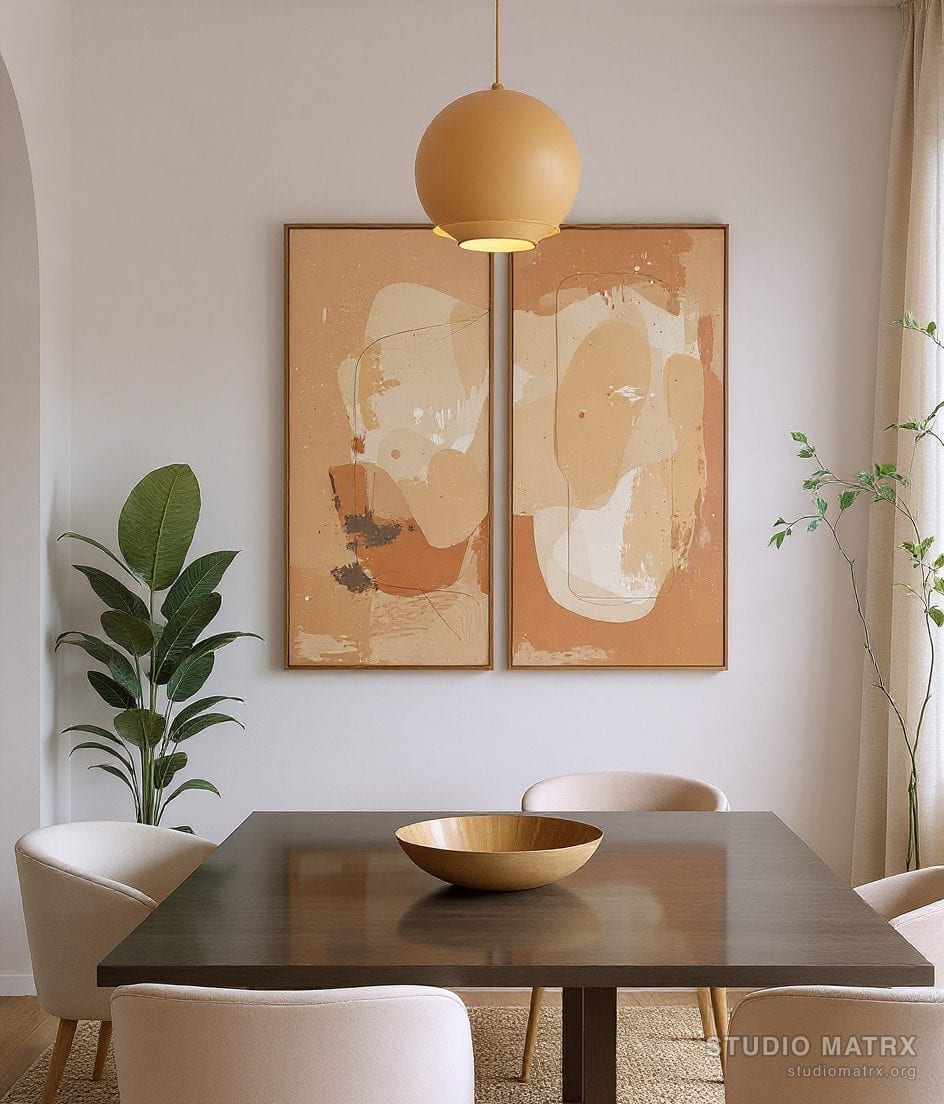 Dining Room Feature Artwork Wall — Warm Neutral