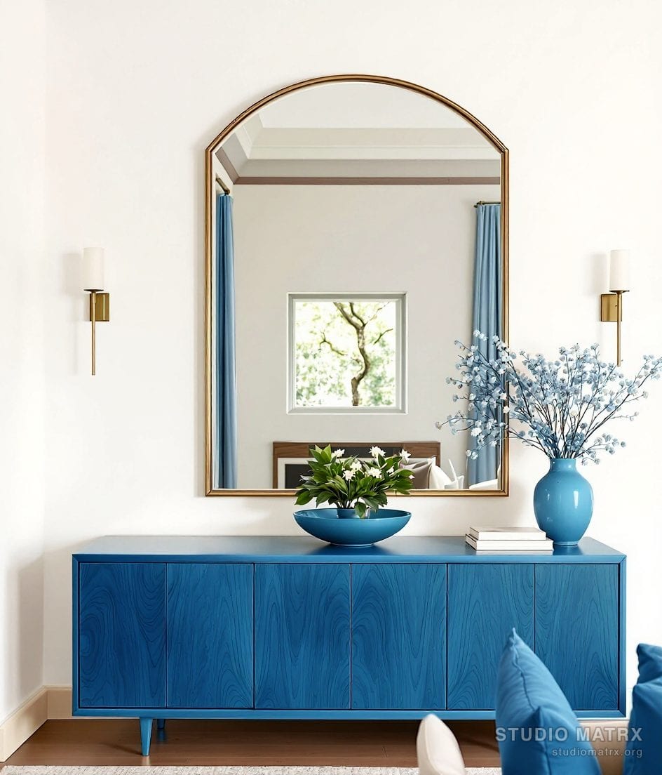 Dining Room Mirror Wall Decor — Blue & Ivory